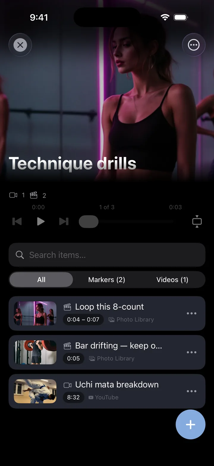 The Technique drills collection with videos from several platforms